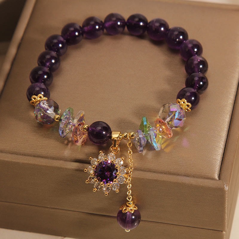 Amethyst Green Crystal Citrine White Crystal Sunflower Spiritual Awareness Bracelet