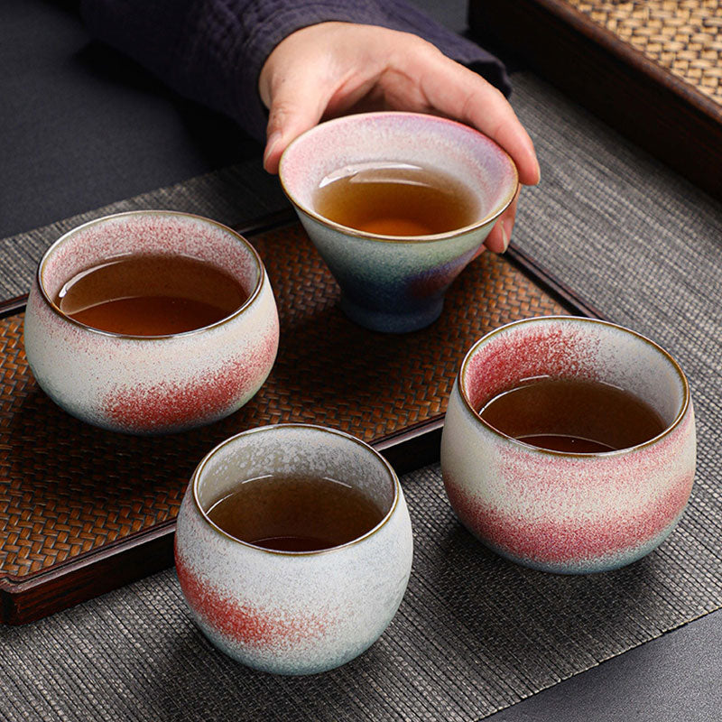 Retro Red Gradient Kiln Change Ceramic Teacup Kung Fu Tea Cup