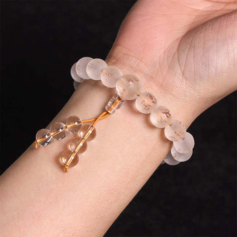 Tibet White Crystal Black Onyx Om Mani Padme Hum Meditation Bracelet