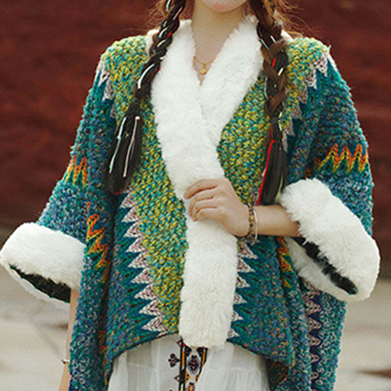 Tibetan Multicolored Striped Shawl Winter Cozy Travel Scarf Wrap
