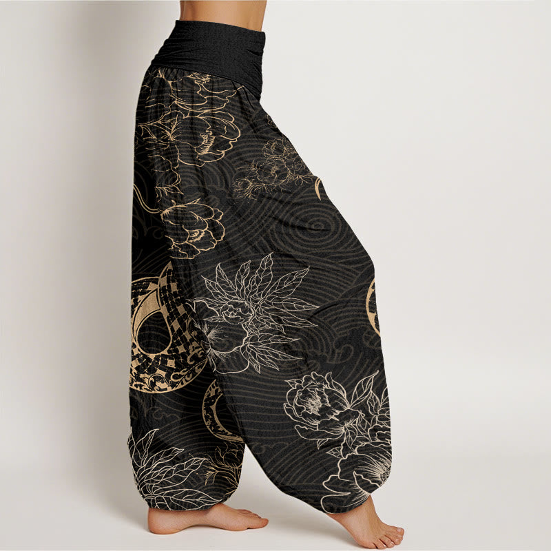 Snake Lotus Women's Elastic Waist Harem Pants