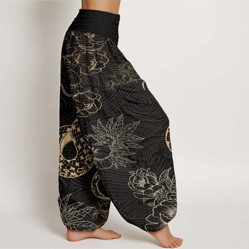Snake Lotus Women's Elastic Waist Harem Pants
