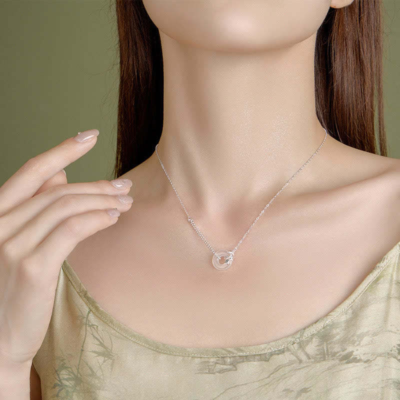925 Sterling Silver Tulip Chalcedony Peace Buckle Fortune Necklace Pendant