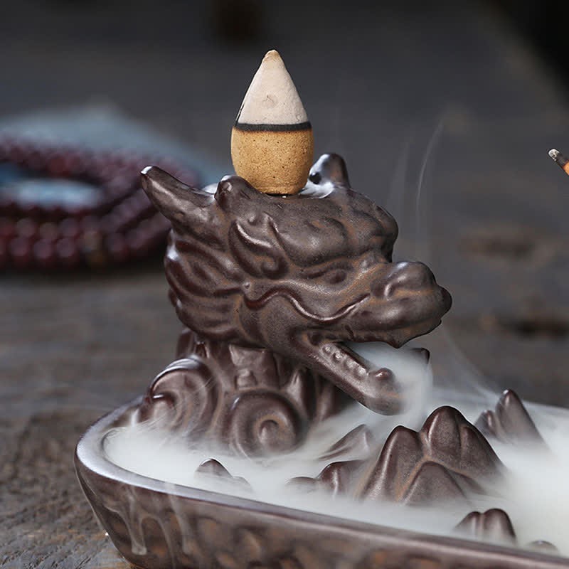 Dragon Mountain Strength Ceramic Incense Burner Decoration