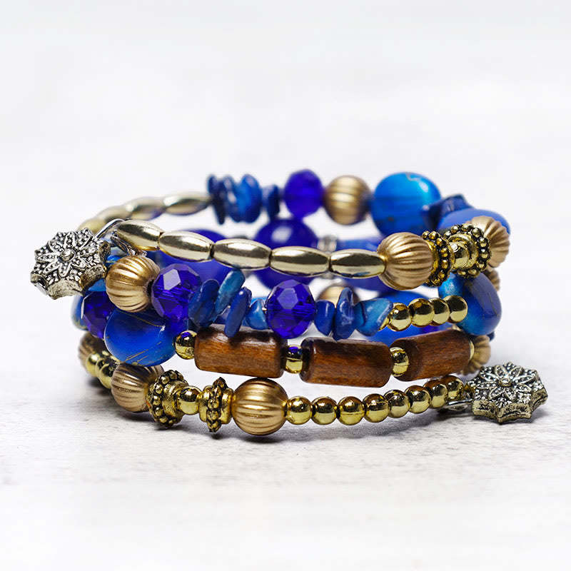 Multilayer Irregular Turquoise Agate Beads Blessing Bracelet