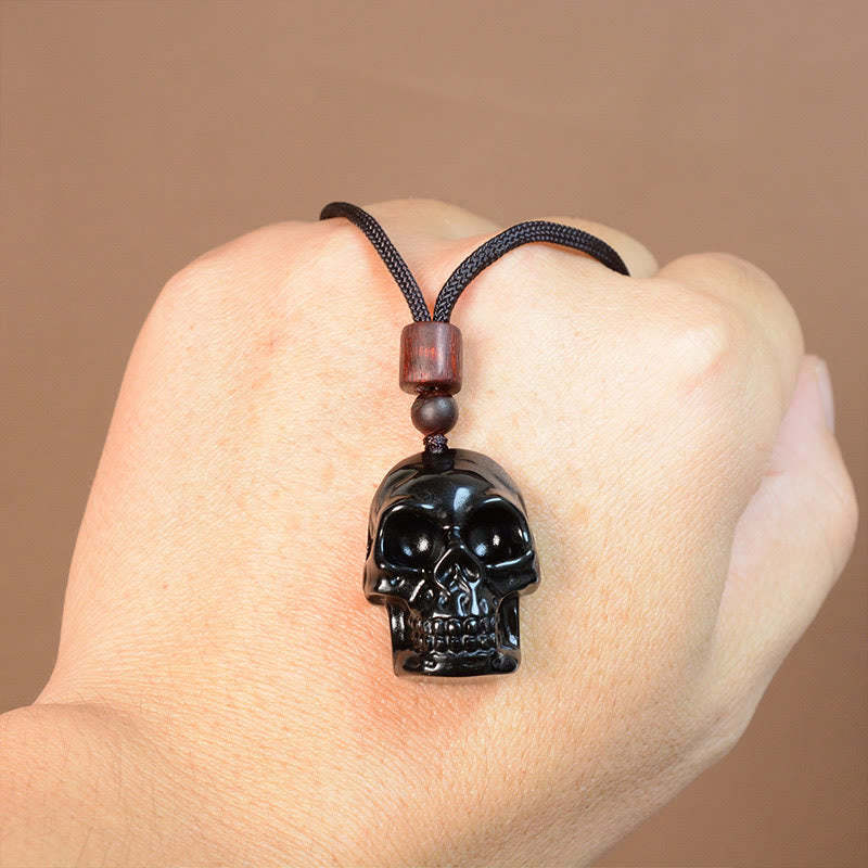 Black Obsidian String Skeleton Fulfilment Necklace Pendant