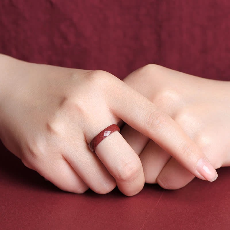 Cinnabar Om Mani Padme Hum Auspicious Clouds Blessing Ring
