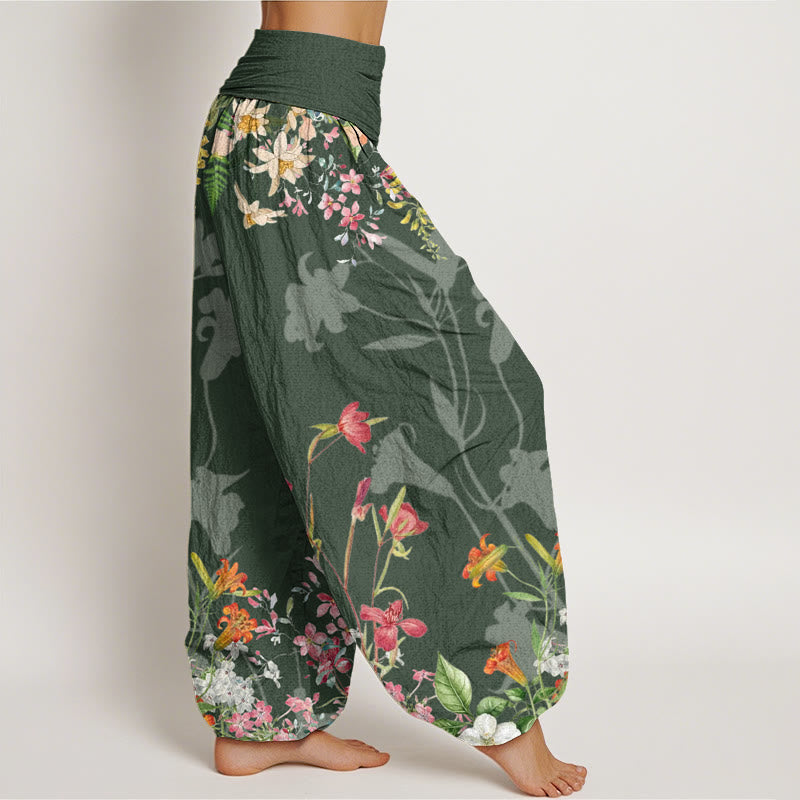 Flowers Totem Pattern Women's Elastic Waist Harem Pants