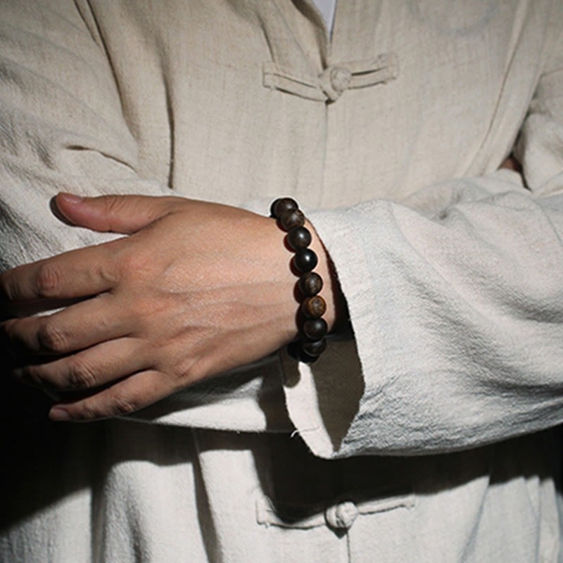 Rare Brunei Agarwood Water Ripple Pattern Peace Calm Bracelet