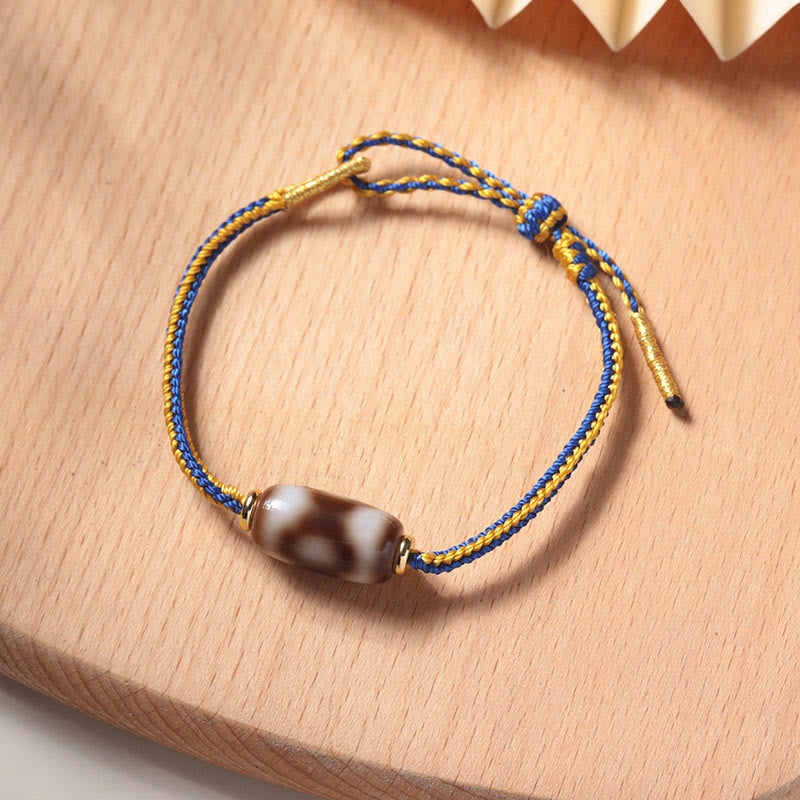 Tibetan Three-eyed Dzi Bead Luck Happiness Bracelet