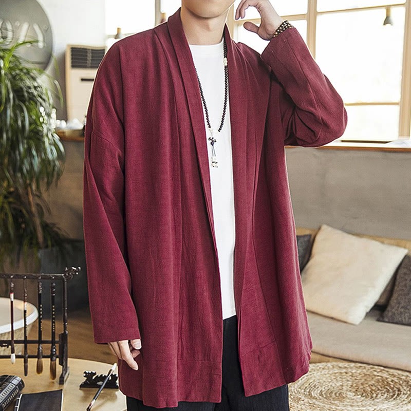 Fall Simple Casual Cotton Linen Men's Mid-length Coat Clothing