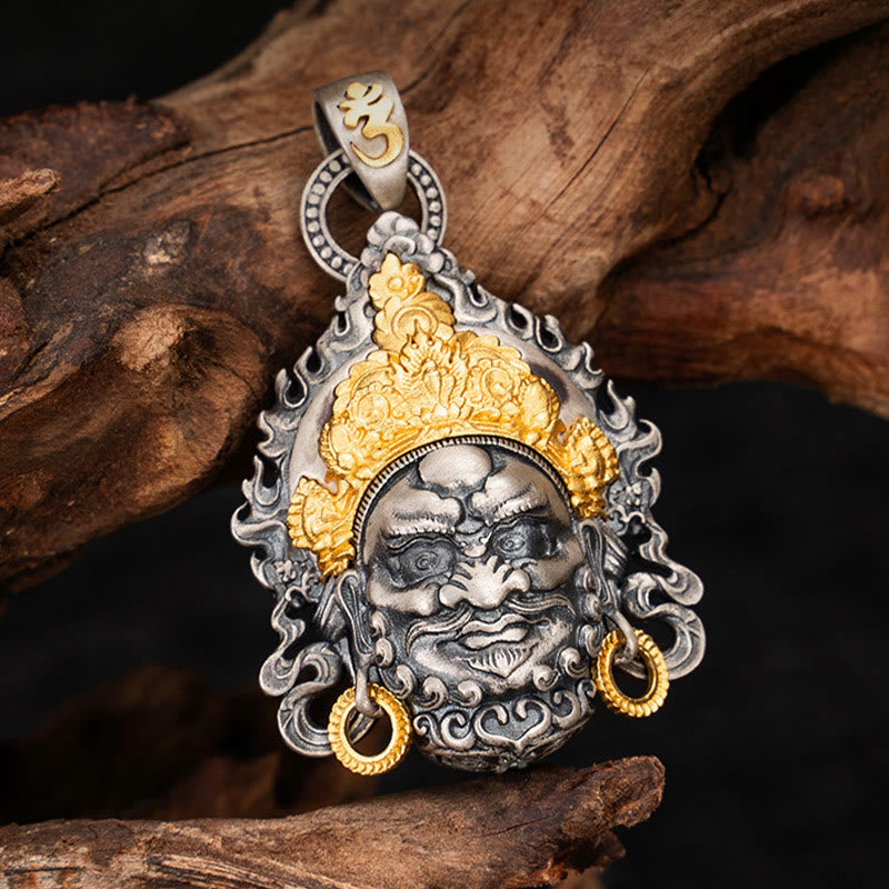 925 Sterling Silver Tibetan Yellow Jambhala God of Wealth Protection Necklace Pendant