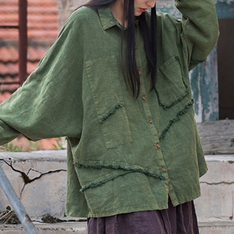 Irregular Splice Ramie Cotton Clothing