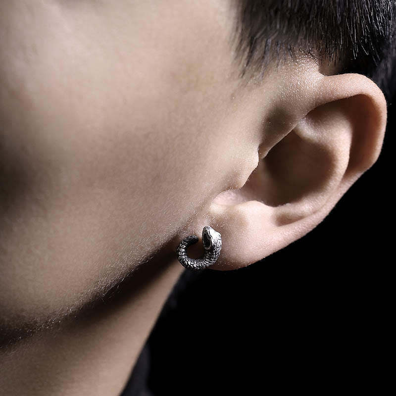 999 Sterling Silver Snake Texture Year Of The Snake Protection Balance Earrings