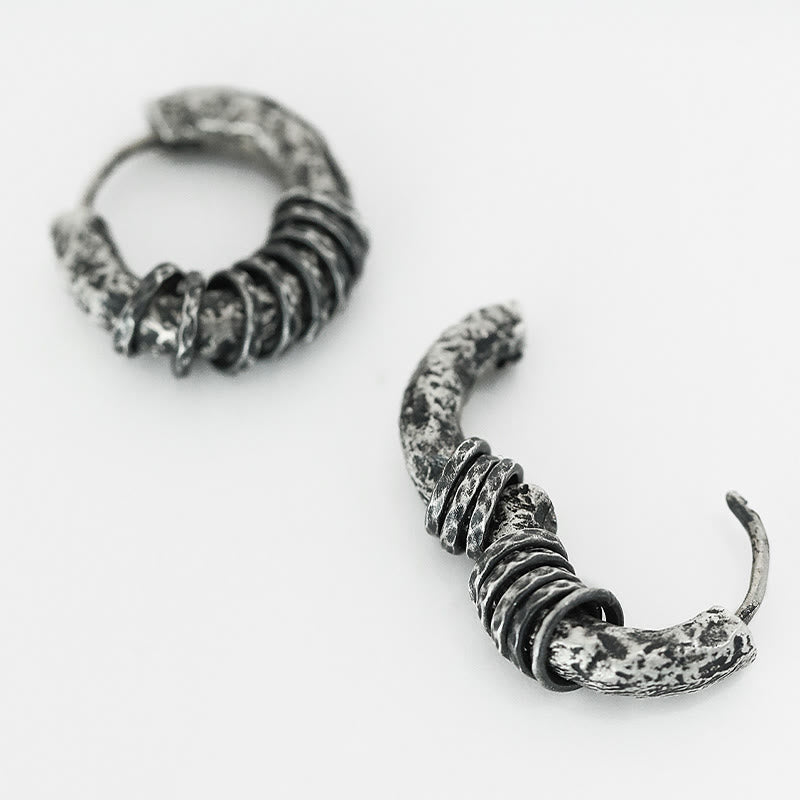 925 Sterling Silver Hand-hammered Protection Earrings
