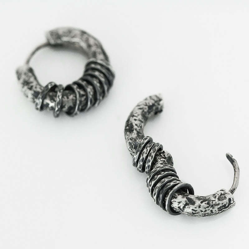 925 Sterling Silver Hand-hammered Protection Earrings