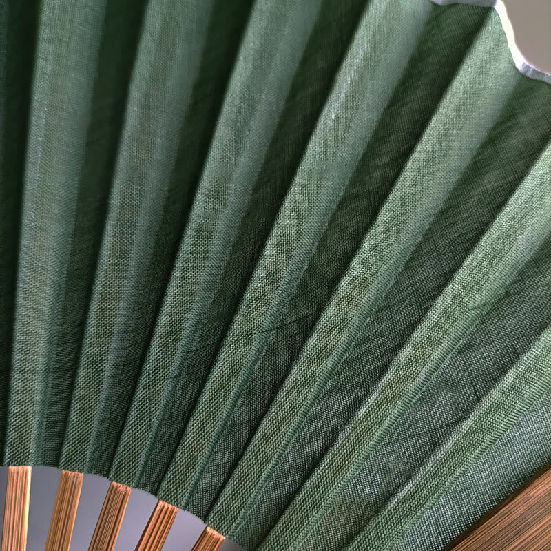 Retro Solid Color Shell Shape Handheld Bamboo Folding Fan
