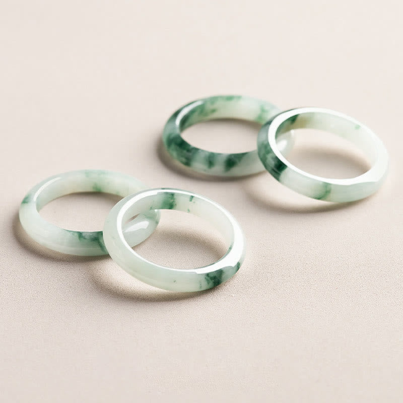 Natural Green Jade Luck Abundance Ring