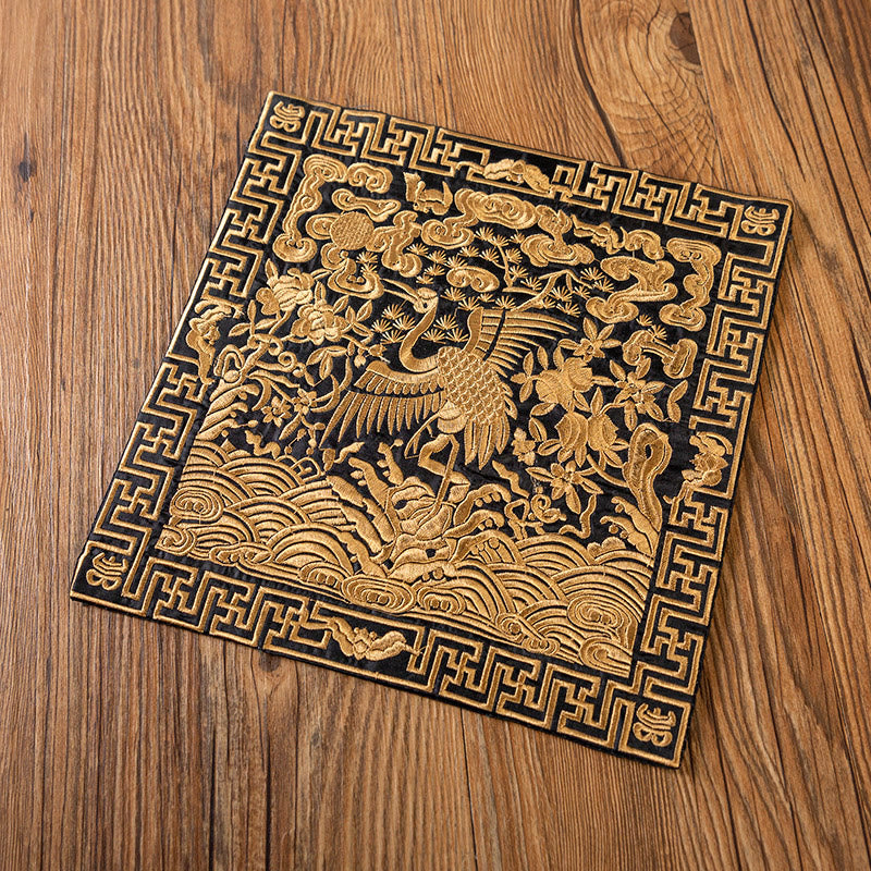 Phoenix Dragon Kirin Embroidery Cup Mat Pad Tea Cup Coaster Kung Fu Tea Mat