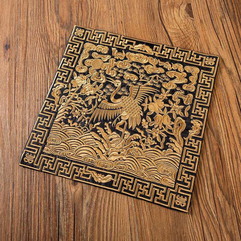 Phoenix Dragon Kirin Embroidery Cup Mat Pad Tea Cup Coaster Kung Fu Tea Mat