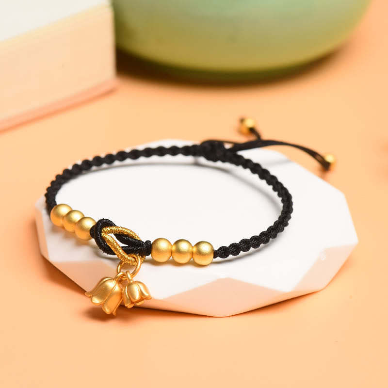 Handcrafted Lily Of The Valley Flower Charm Design Luck Protection Braided Bracelet