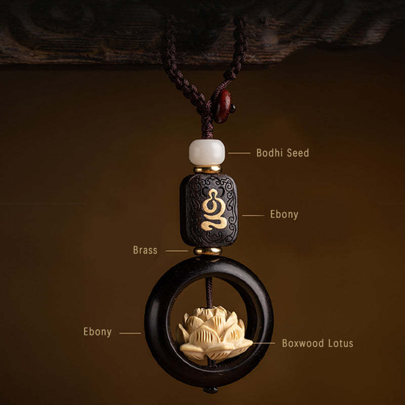 Ebony Wood Bodhi Seed Boxwood Lotus Enlightenment Key Chain Decoration