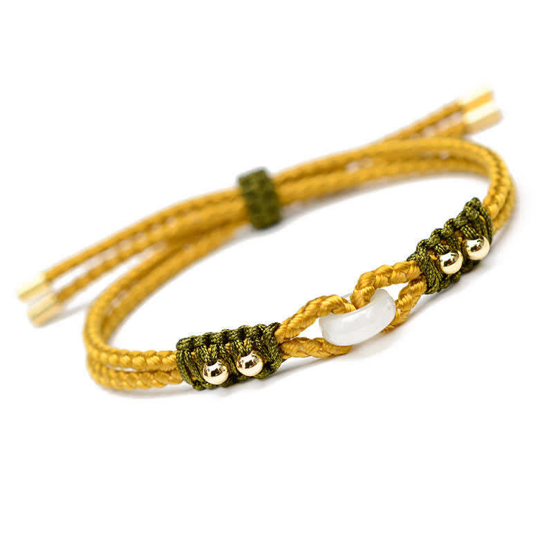 Round Peace Buckle Jade Abundance Wealth String Bracelet