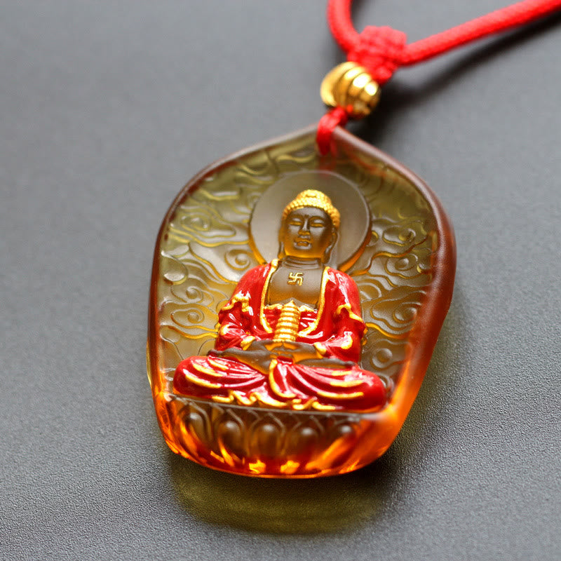 Tibet Medicine mystic zen Liuli Crystal Compassion Necklace Pendant