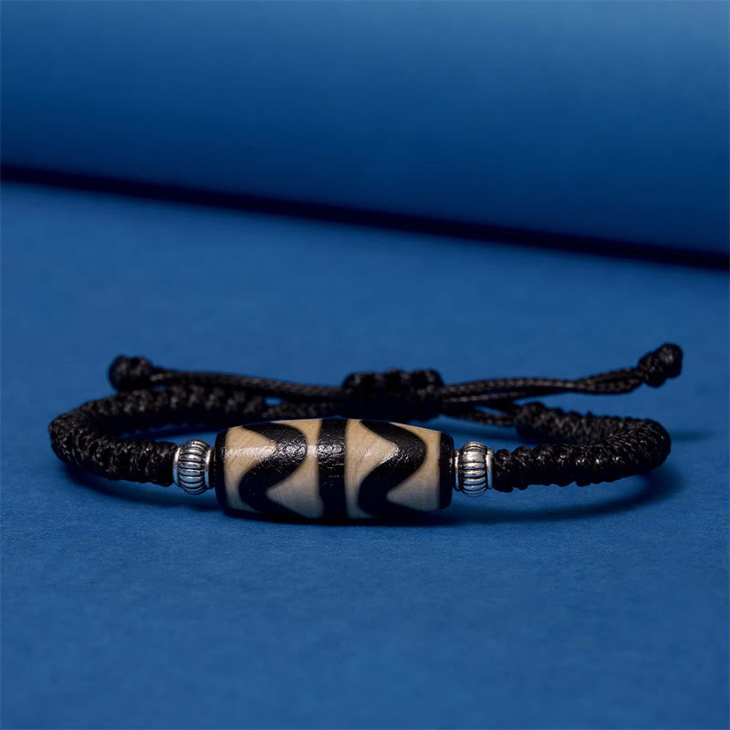 Tibetan Nine-Eye Dzi Bead Three-eyed Dzi Bead Wealth Protection Rope Bracelet