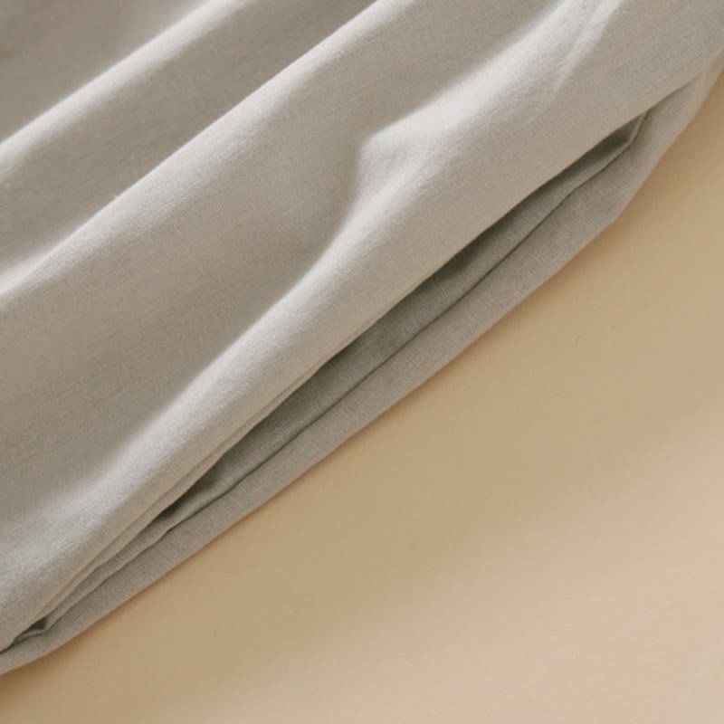 Summer Buttons Design Short Sleeve Cotton Linen Midi Dress With Pockets
