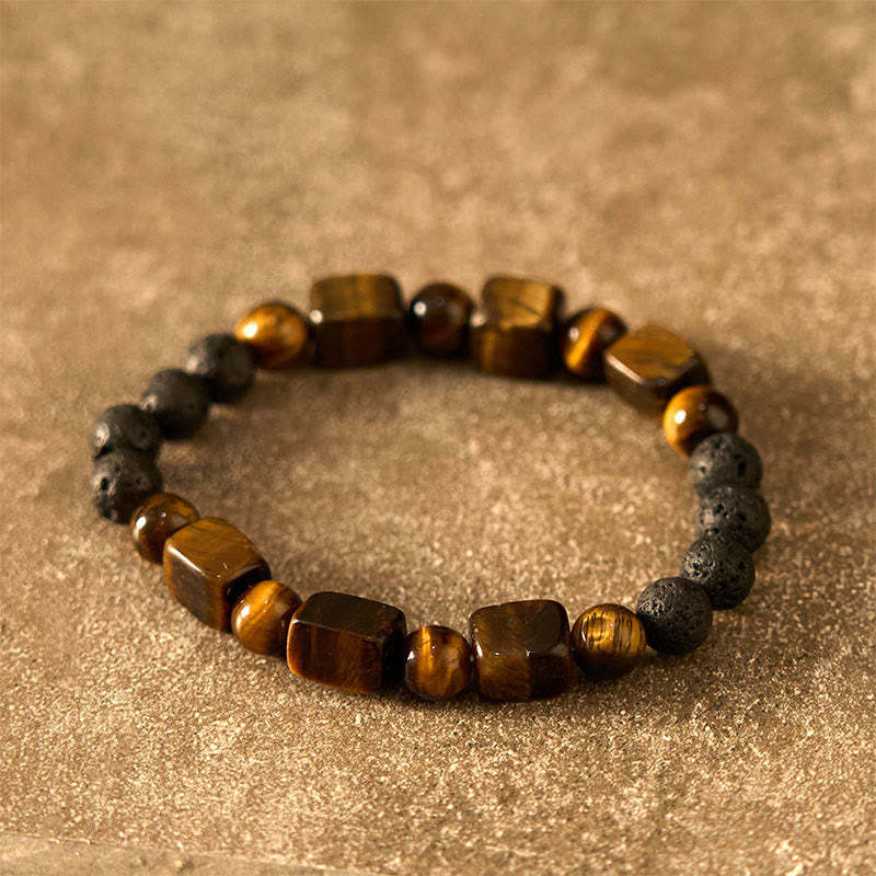 Various Crystals Cube Amethyst Lava Rock Support Bracelet