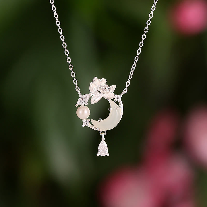 Hetian Jade 925 Sterling Silver Cubic Zirconia Pearl Necklace Pendant