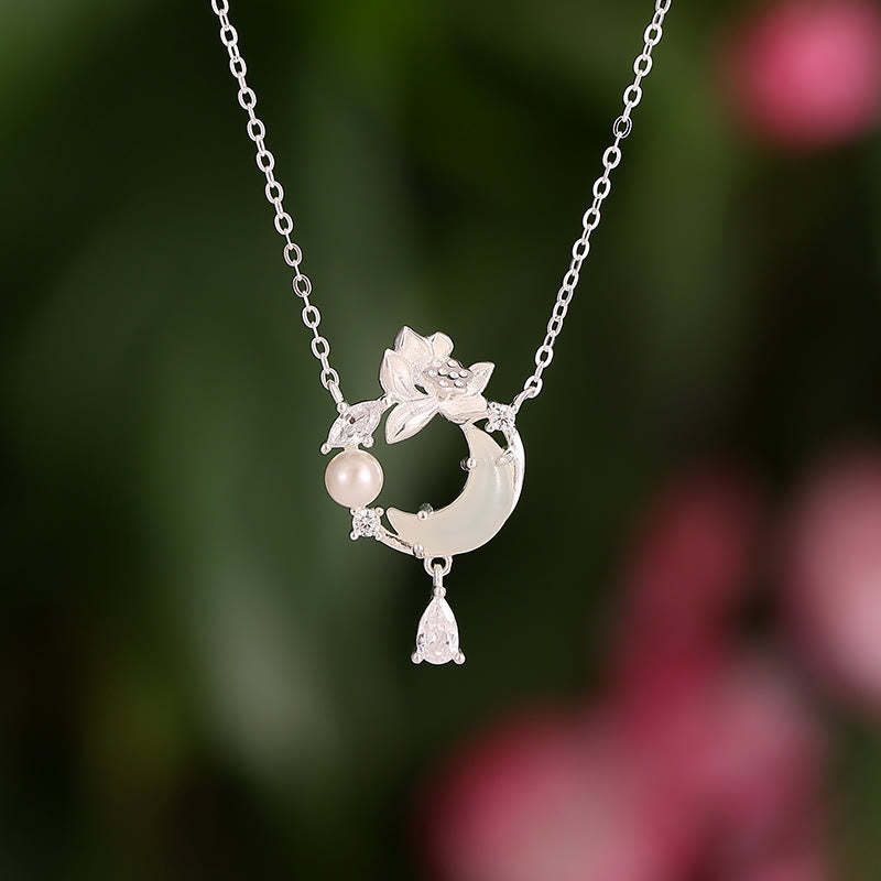 Hetian Jade 925 Sterling Silver Cubic Zirconia Pearl Necklace Pendant