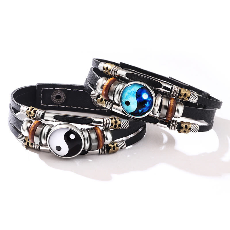 Yin Yang Leather Balance Bracelet