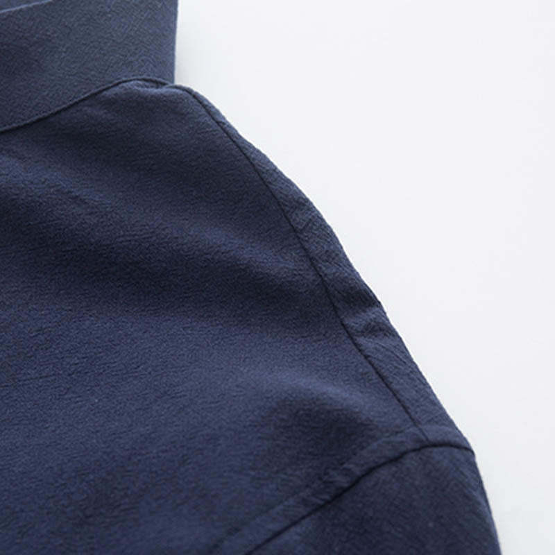 2Pcs Zen Tang Suit Men's Linen Frog-Button Long Sleeve Shirt Pants Set