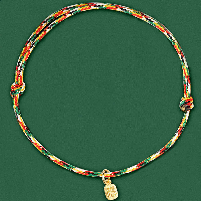 Auspicious Fu Character Peace And Joy Luck Handmade Multicolored Child Adult Bracelet