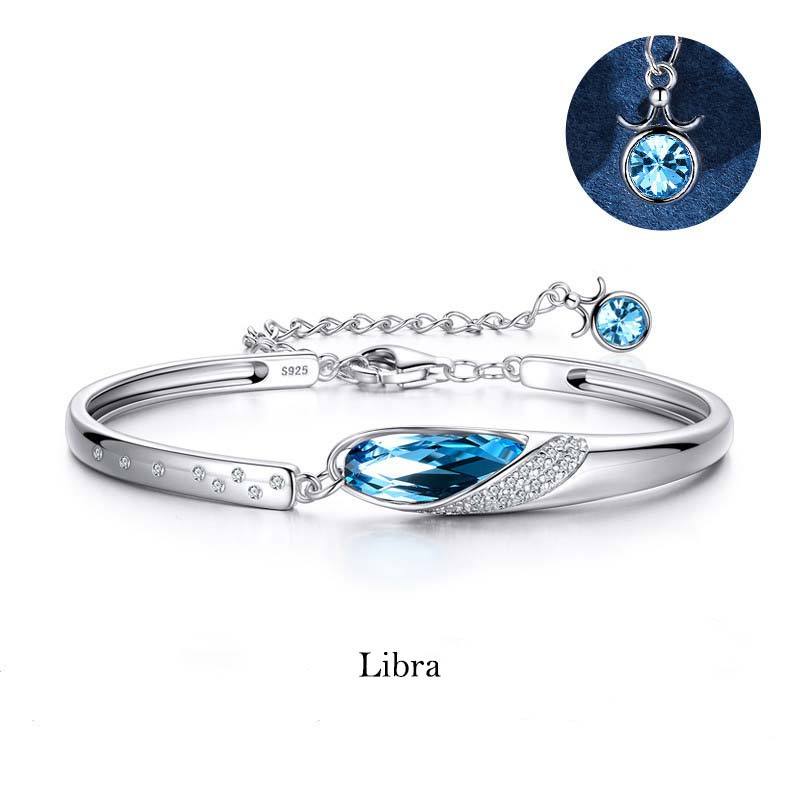 925 Silver Plated Copper 12 Constellations of the Zodiac Charm Bracelet