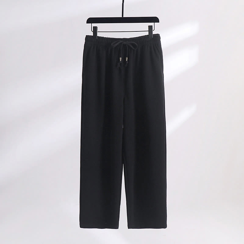 Solid Color Cotton Fleece Drape Men's Pants With Pockets