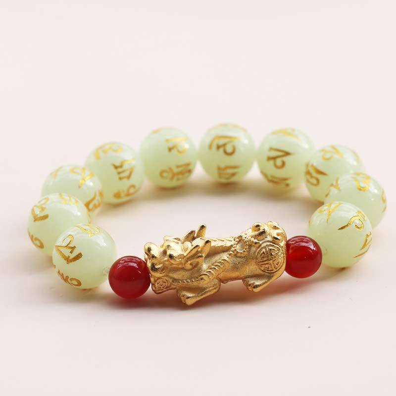 FengShui Lucky Pixiu Glowstone Wealth Bracelet