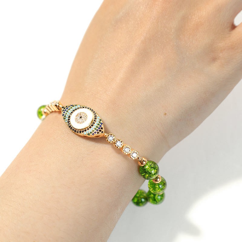 Natural Peridot Evil Eye Abundance Bracelet