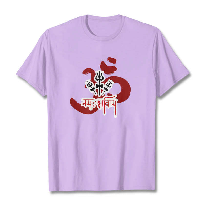 OM NAMAH SHIVAYA Three Small Tridents Cotton Tee T-shirt