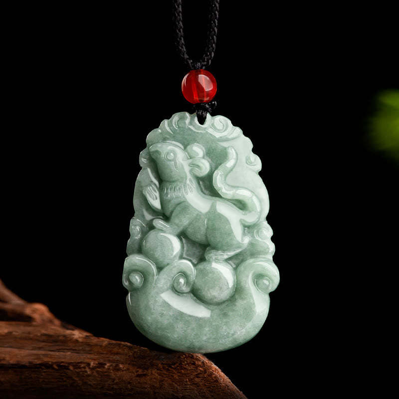 Natural Green Jade 12 Chinese Zodiac Luck Prosperity Necklace Pendant