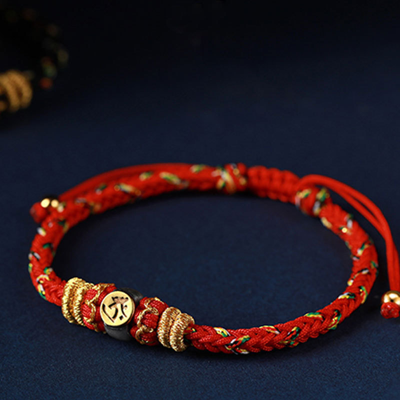 Chinese Zodiac Natal mystic zen Silver Luck Braided String Bracelet
