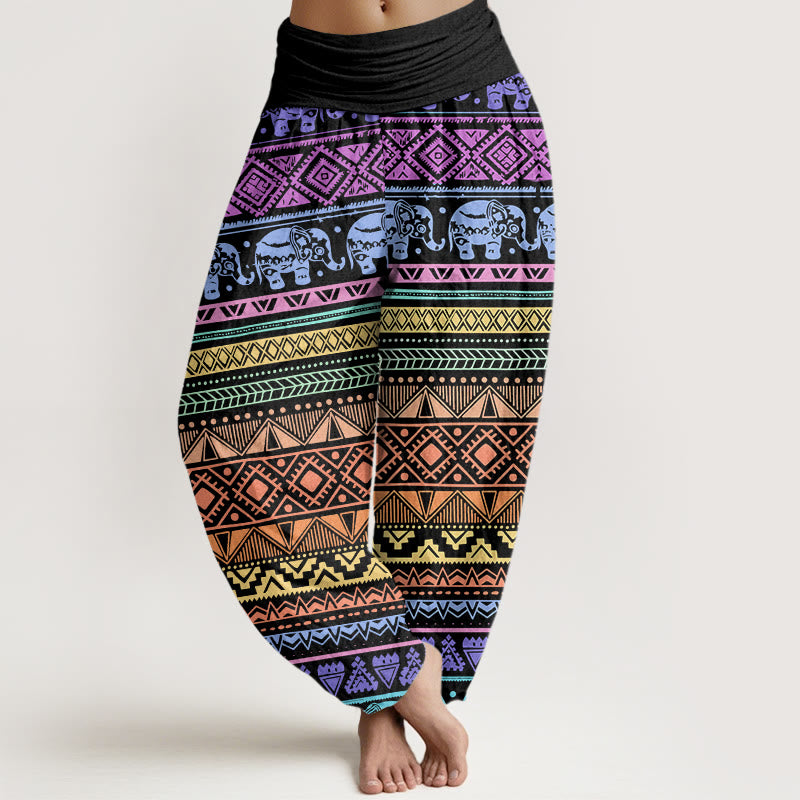 Casual Elephant Geometric Figure Women's Elastic Waist Harem Pants