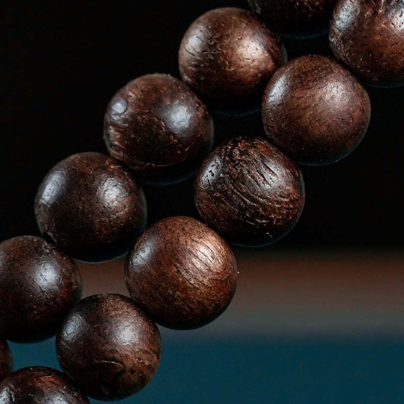 108 Mala Beads Kalimantan Agarwood Laughing mystic zen Peace Buckle Red Agate Jade Strength Bracelet
