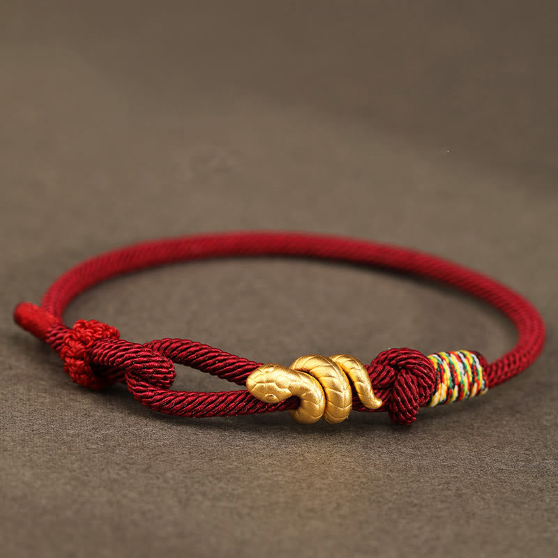 999 Gold Year of the Snake Design Handmade Luck Protection?Rope Braided Bracelet