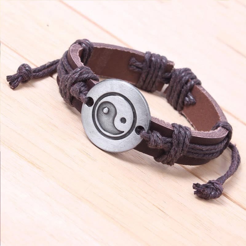 Retro Yin Yang Leather Harmony String Bracelet