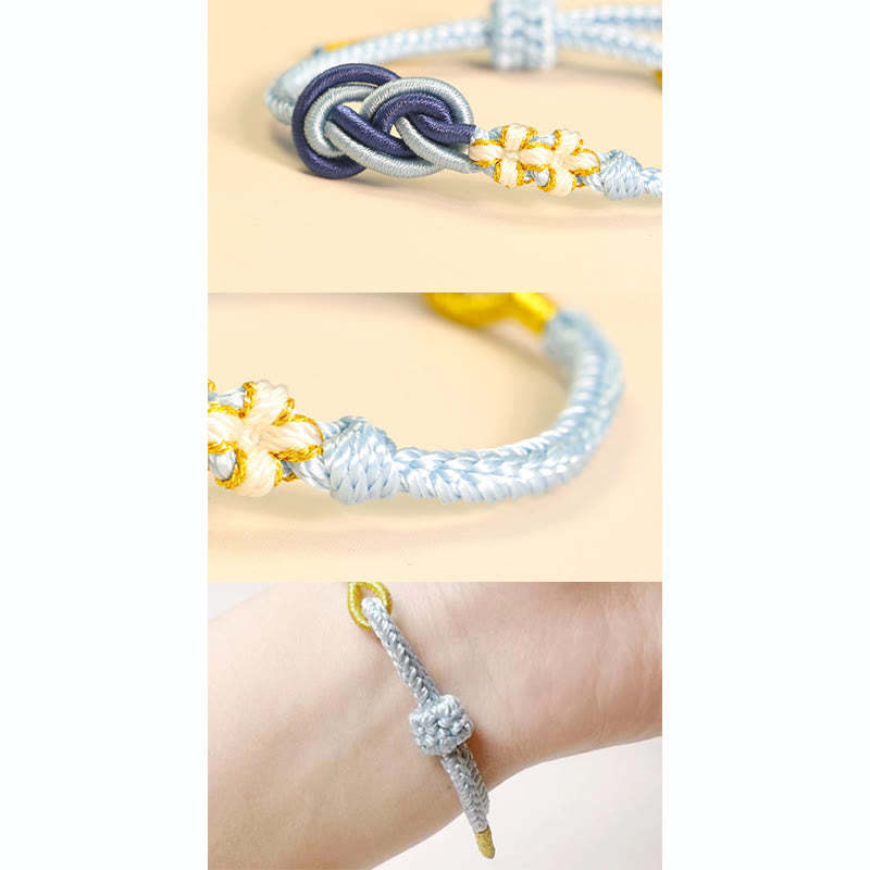 Handcrafted Eight Thread Peace Knot Peach Blossom Knot Luck Connection Bracelet