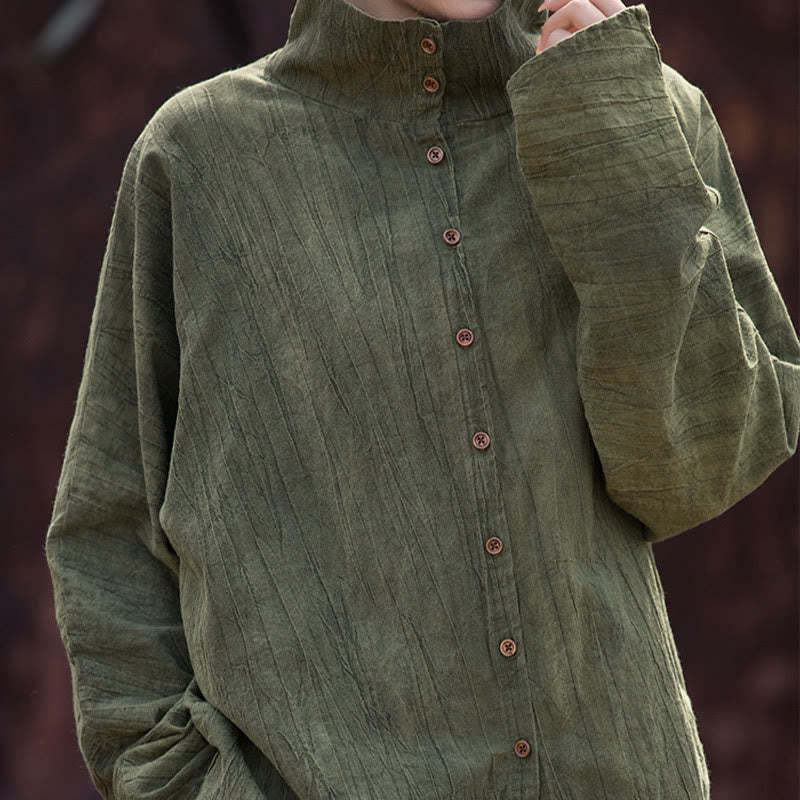 Turtleneck Dyeing Ramie Cotton Chinese Style Cardigan Clothing