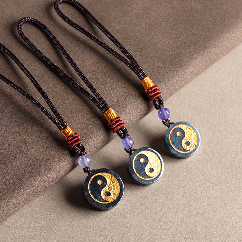 Yin Yang Black Jade Harmony Protection Key Chain